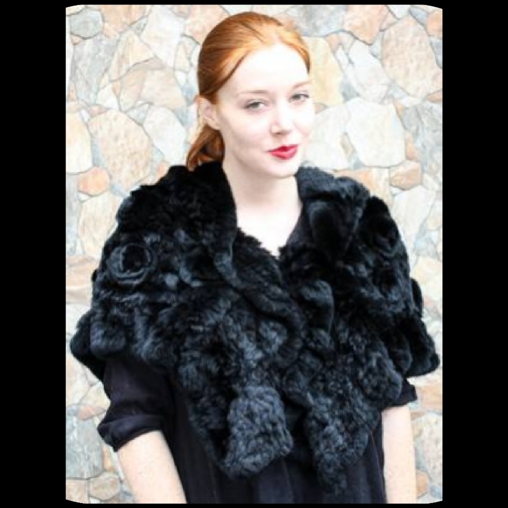 Black Rex Rabbit Fur Capelet